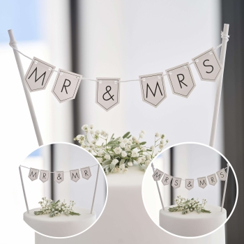 Cake Topper - Customisable Wedding Cake Bunting MR(S) & MR(S)